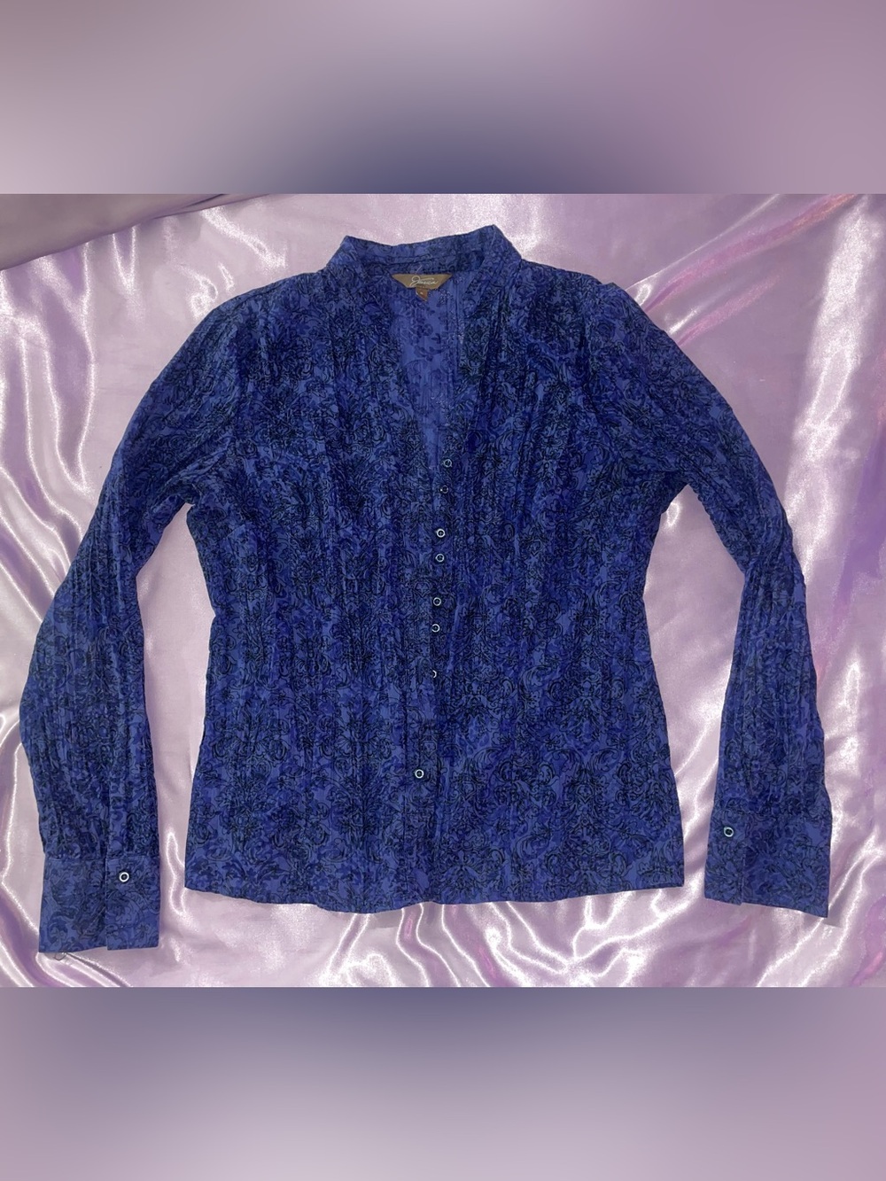 Y2K Vntg Jessica Velvet goth damask floral button down new preppy whimsigoth